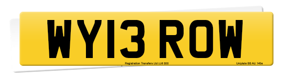Registration number WY13 ROW